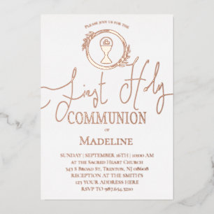 Invitación Con Relieve Metalizado Primera Comunión