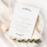 Invitación Con Relieve Metalizado primera comunión botánica simple<br><div class="desc">Una tarjeta de invitación a la primera comunión botánica de Relieve metalizado moderno. Los colores y el texto se pueden personalizar.</div>