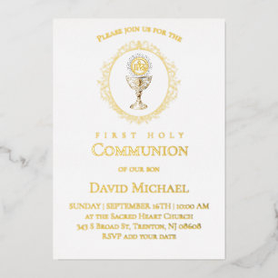 Invitación Con Relieve Metalizado Primera Comunión Eucaristía