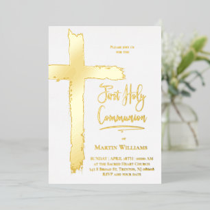 Invitación Con Relieve Metalizado Primera Comunión real con papel de aluminio