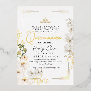 Invitación Con Relieve Metalizado Princesa Tiara Quinceañera