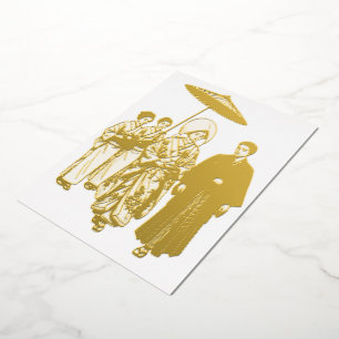 Invitación Con Relieve Metalizado Procesión de boda sintoísta japonesa