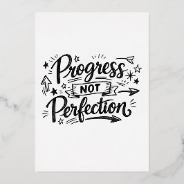 Invitación Con Relieve Metalizado Progress Not Perfection Motivational Quote Design
