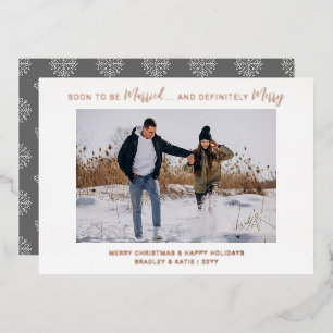Invitación Con Relieve Metalizado Pronto Para Casarse Comprometidos Feliz Boda Navid