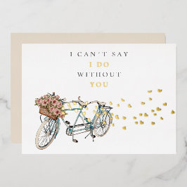 Invitación Con Relieve Metalizado propuesta de dama de honor en bicicleta tándem dor