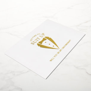 Invitación Con Relieve Metalizado Propuesta de Groomsman personalizada con traje de