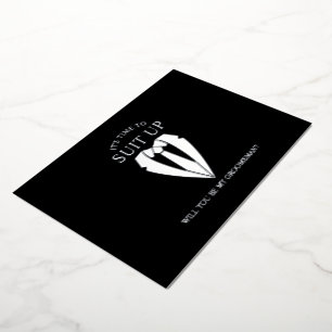 Invitación Con Relieve Metalizado Propuesta de Groomsman personalizada de Silver Sui