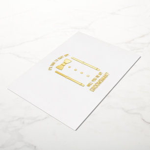 Invitación Con Relieve Metalizado Propuesta de Groomsman personalizada sobre el cant