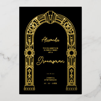 Invitación Con Relieve Metalizado Propuesta de Padrino Art Deco Steampunk TLW26 de o