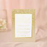 Invitación Con Relieve Metalizado purpurina de oro de moda brillo sombrío Dulce 16<br><div class="desc">El purpurina de oro amarillo moda brilla la sombría invitación a la fiesta de 16 años en marfil beige con el borde del marco dorado real y escritura.</div>