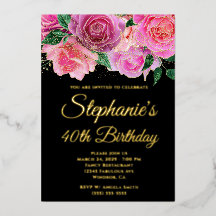 Purpurina de oro Rosa rosado caliente negro 40 cum