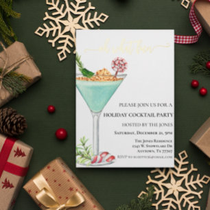 Invitación Con Relieve Metalizado Qué divertida fiesta de cóctel de Navidad de papel