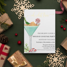 Invitación Con Relieve Metalizado Qué divertido cóctel de fiesta de Navidad con pape