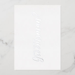 Invitación Con Relieve Metalizado ¿Quieres ser mi padrino? Script Moderno Plata