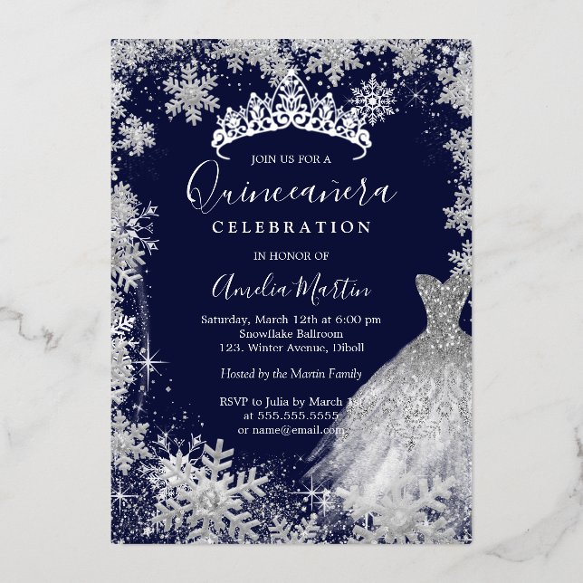 Invitación Con Relieve Metalizado Quinceanera (Anverso)