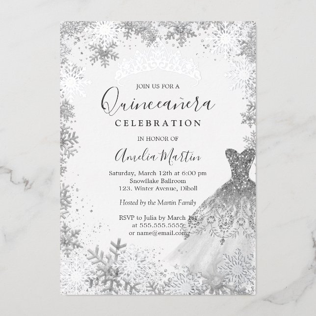 Invitación Con Relieve Metalizado Quinceanera (Anverso)