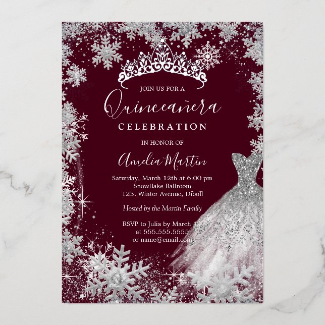 Invitación Con Relieve Metalizado Quinceanera (Anverso)
