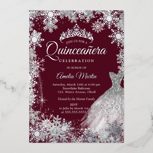 Invitación Con Relieve Metalizado Quinceanera (Anverso)