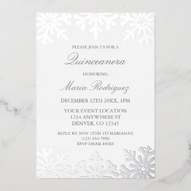 Invitación Con Relieve Metalizado Quinceanera (Anverso)