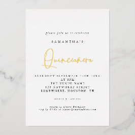 Invitación Con Relieve Metalizado Quinceanera 15º guión del partido de cumpleaños bl