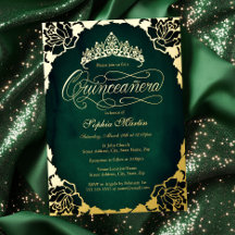 Quinceañera Elegante Escritura Royal Esmeralda Dor
