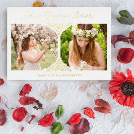 Invitación Con Relieve Metalizado Quinceañera Fancy FlouriEffect 2 fotos