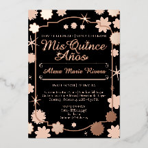 Quinceañera Foto Floral Oro Plata Foil Glam