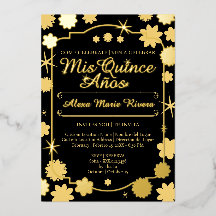 Quinceañera Foto Floral Oro Plata Hoja Glam
