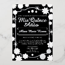 Quinceañera Foto Floral Oro Plata Hoja Glam