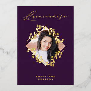 Invitación Con Relieve Metalizado Quinceañera Golden Diamond Wildflowers Photo