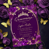 Quinceañera Mariposa Floral Atractiva Púrpura