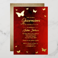 Quinceañera Mariposa Roja de HOJA DE ORO