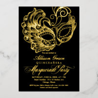 Quinceañera Mascarada Negro Oro