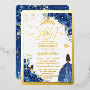 Invitación Con Relieve Metalizado Quinceañera Quince 15 XV de oro