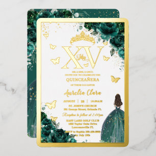 Invitación Con Relieve Metalizado Quinceañera Quince 15 XV Gold