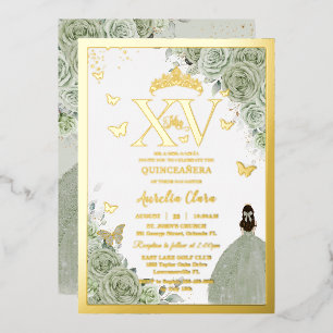 Invitación Con Relieve Metalizado Quinceañera Quince 15 XV Gold