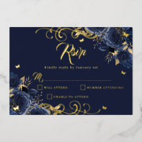 Quinceañera Rosa Azul Floral Remolino Dorado 