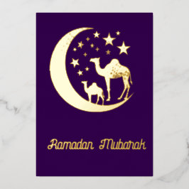 Invitación Con Relieve Metalizado Ramadán - camellos dorados - invitación al Relieve