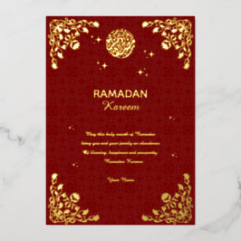 Invitación Con Relieve Metalizado Ramadan Kareem Gold Foil Islamic Invitation Card