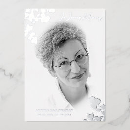 Invitación Con Relieve Metalizado Ramas botánicas de fotos en blanco negro de plata 