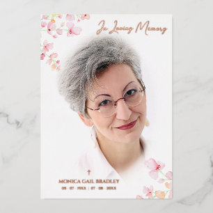 Invitación Con Relieve Metalizado Ramas florales rosadas botánicas de oro Rosa real