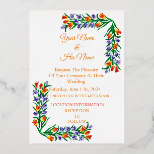 Invitación Con Relieve Metalizado Ramo de Tulipanes Multicolores Thunder_Cove