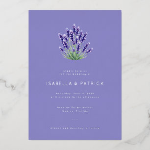 Invitación Con Relieve Metalizado Ramo Floral Sereno de Lavanda