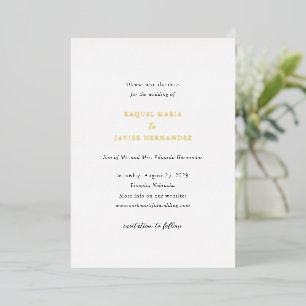 Invitación Con Relieve Metalizado Raquel Classic Elegant Wedding Save the Date