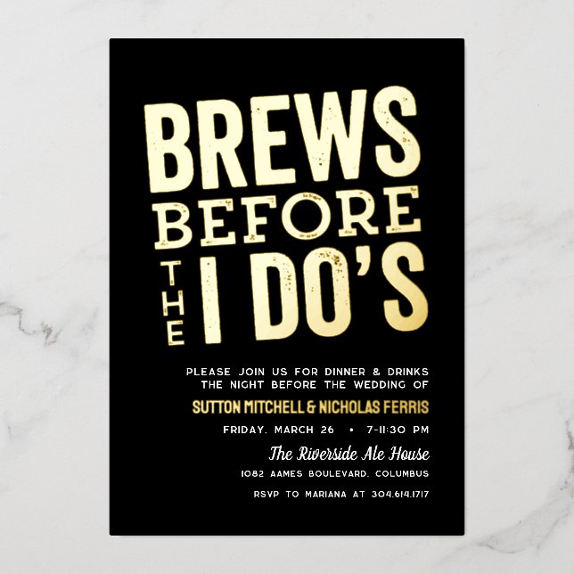 Invitación Con Relieve Metalizado Ratas antes de la cena de ensayo de la cervecería  (Anverso)