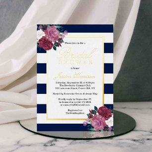 Invitación Con Relieve Metalizado Rayas de Moda Lluvia de Flores Despedida de Solter