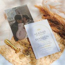 Real Gold Arch & Elegant Typography Photo Boda