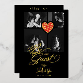 Invitación Con Relieve Metalizado Real Golden Luxury Red Heart 4 photos Trendy