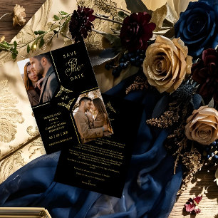 Invitación Con Relieve Metalizado Real Golden Sophisticated Ornament Flourish 