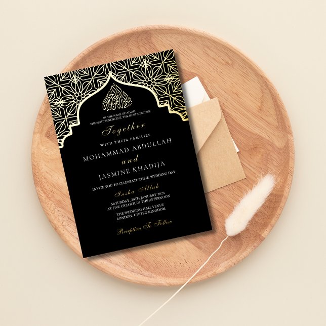 Invitación Con Relieve Metalizado Real Relieve metalizado de oro Masjid negro que ha (Subido por el creador)